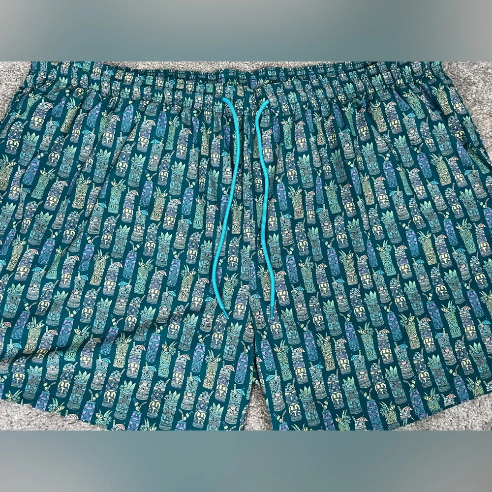 Caribbean 4XB Swim Trunks Green 3 Pockets Boxer Brief Liner Quick Dry Cocktails